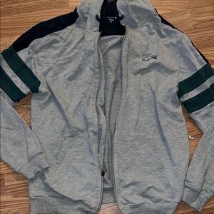 Lacoste Gray Jacket with Green and Black Accents